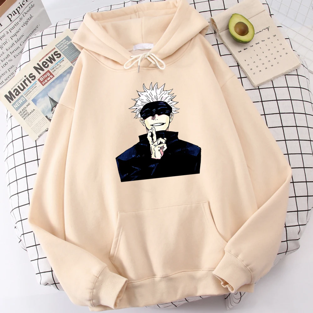

Anime Jujutsu Kaisen Print Men Clothing Personality Casual Sweatshirts Crewneck Pocket Hoodies Loose Fleece Autumn Hoody Mens