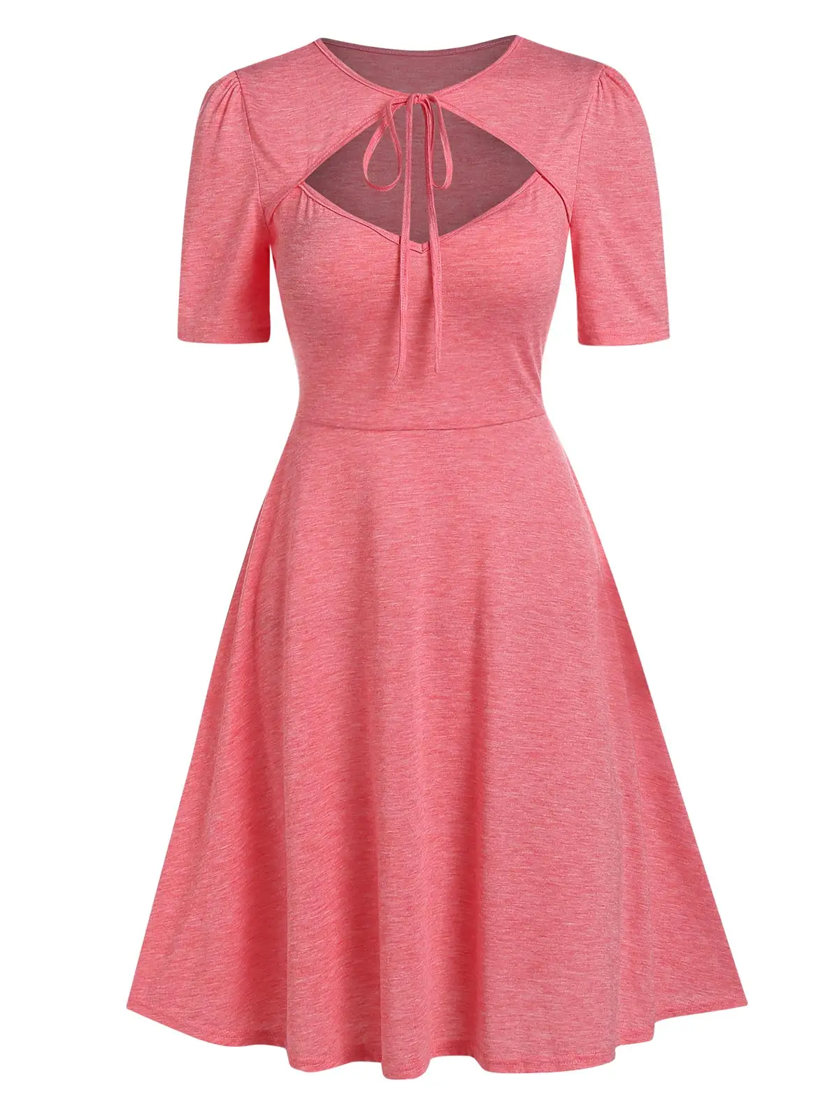 

Dressfo WomenDresses Front Tie Cutout Mini Flare High Waist A Line Dress Casual Dress Printed Summer Fashion Dress 2023