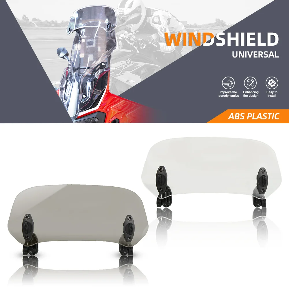 

UNIVERSAL MOTORCYCLE RISEN ADJUSTABLE WIND SCREEN WINDSHIELD SPOILER AIR CLIP ON WINDSCREEN DEFLECTOR FOR SUZUKI DR650SE DR200SE