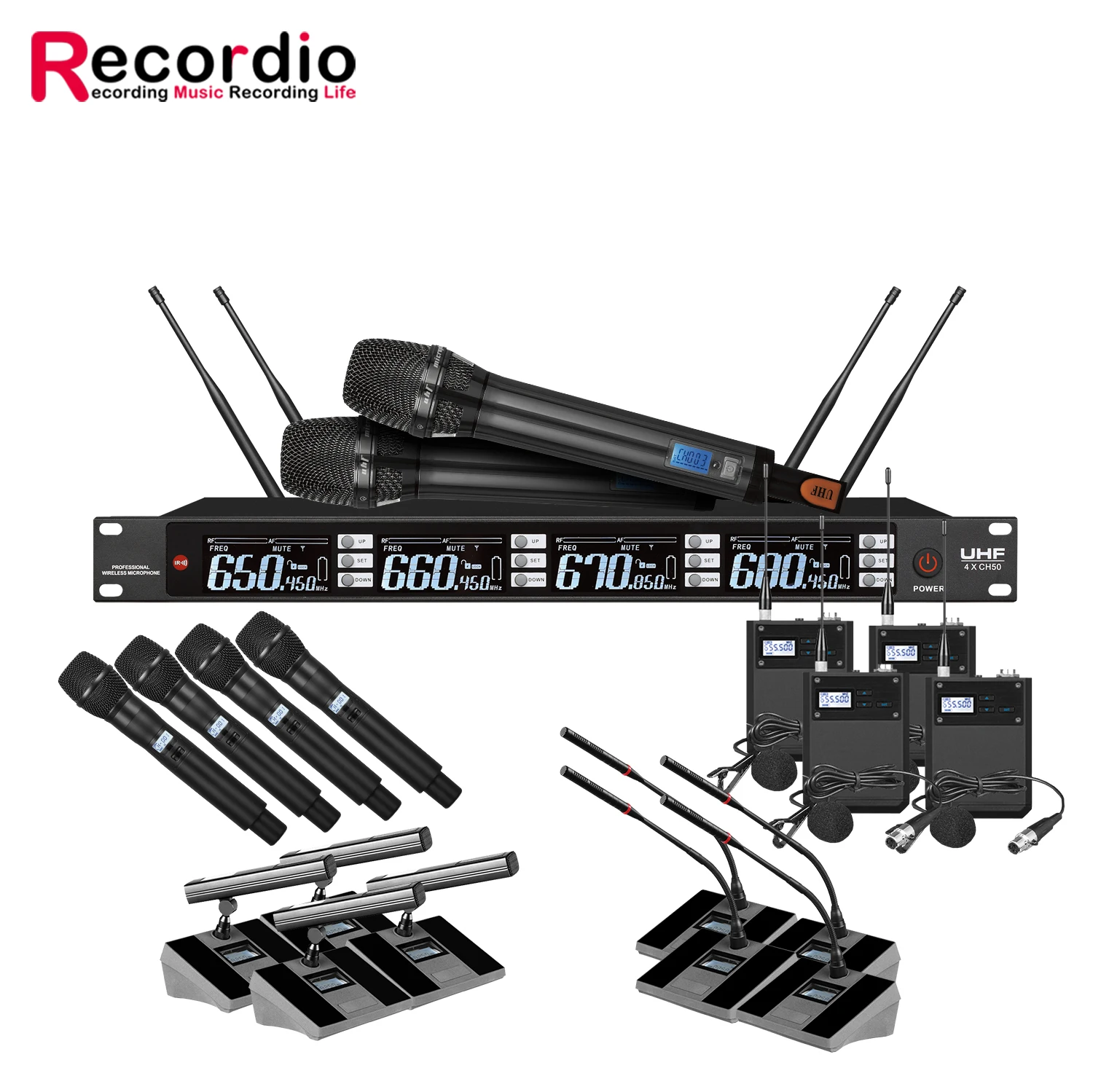 

GAW-BR900B BR Series Professional With IR Infrared Pair Frequency UHF Wireless 1 To 4 Microphone For Stage KTV