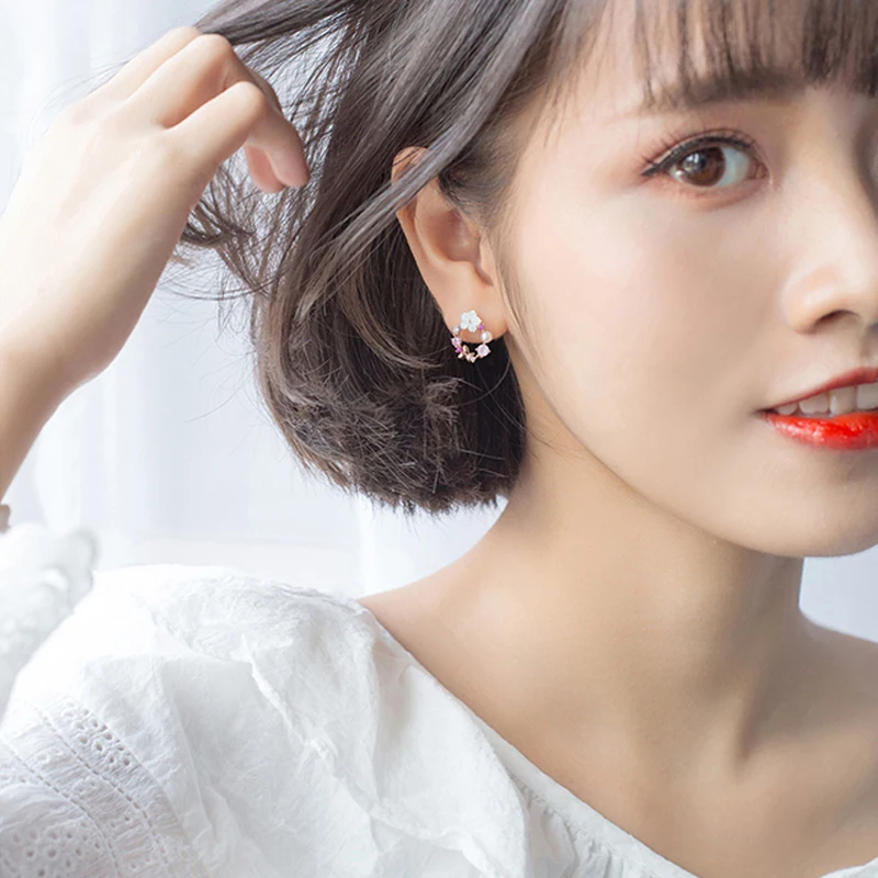 Серьги-гвоздики с камелией в стиле Мори женские серьги-гвоздики из стерлингового