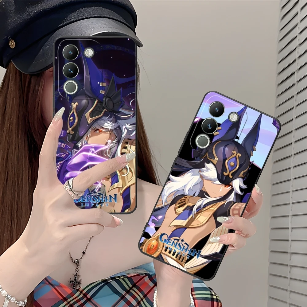 Чехол для телефона Genshin Impact Cyno черный мягкий чехол VIVO Y95 Y93 Y31 Y20 V19 V17 V15 Pro X60 NEX