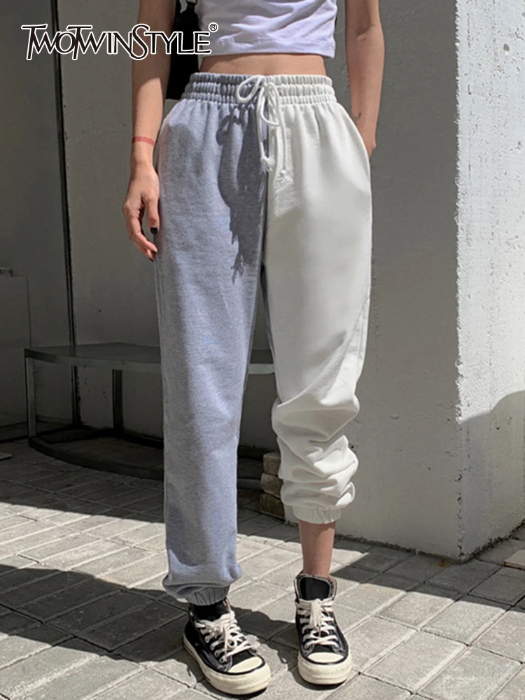 

Женские шаровары TWOTWINSTYLE, летние шаровары в Корейском стиле с высокой талией, разноцветная Асимметричная одежда
