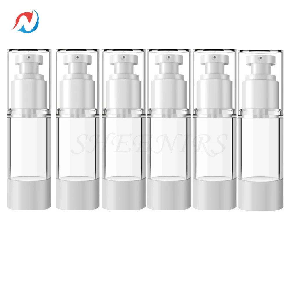 

12pcs 15ml 30ml 1oz Empty Serum Bottles Vacuum Pump Bottles AS Plastic Lotion Sub-Bottling Travel Airless Lotion Bottle