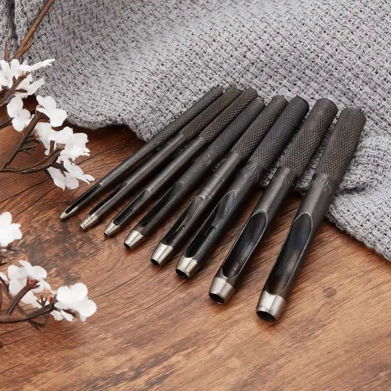 

8Pcs Leather Hollow Punch Set Round Punch Cutter Tool for Leather Belt Watch Band Gasket (0.8mm to 7mm)