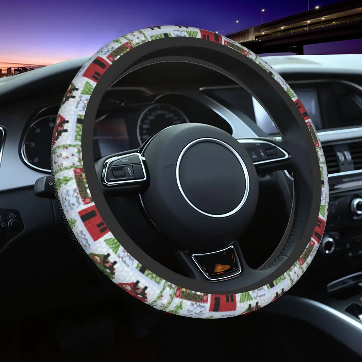 

37-38 Steering Wheel Covers Merry Christmas Nordic Universal New Year Auto Decoration Suitable Car Accessories
