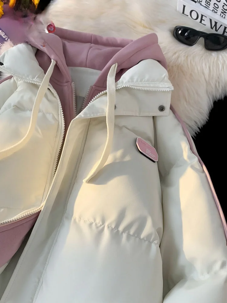 Brand 2024 New Fake Two Pieces Hood Down jacket Men's and Women's Fashion Warm Thickened COUPLE'S Outerwear down Coat