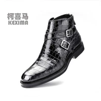 kexima hanlante crocodile leather men shoes male short boots fashion business leisure nile crocodile leather men boots