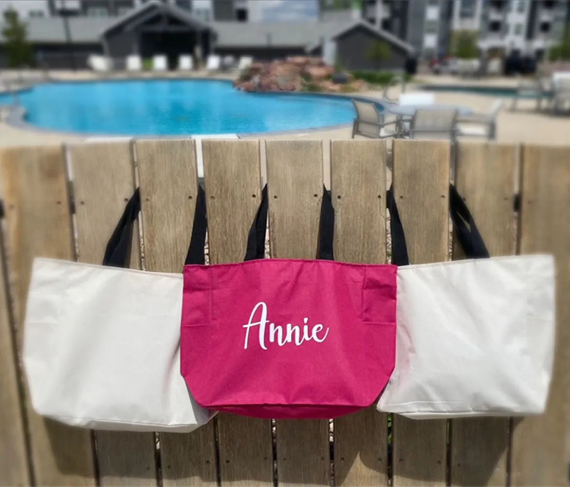 

Personalized Zippered Tote Bag | Custom Bridal Party Gifts | Personalized Bridesmaid Totes | Bridal Party Tote Bag | Maid of Hon