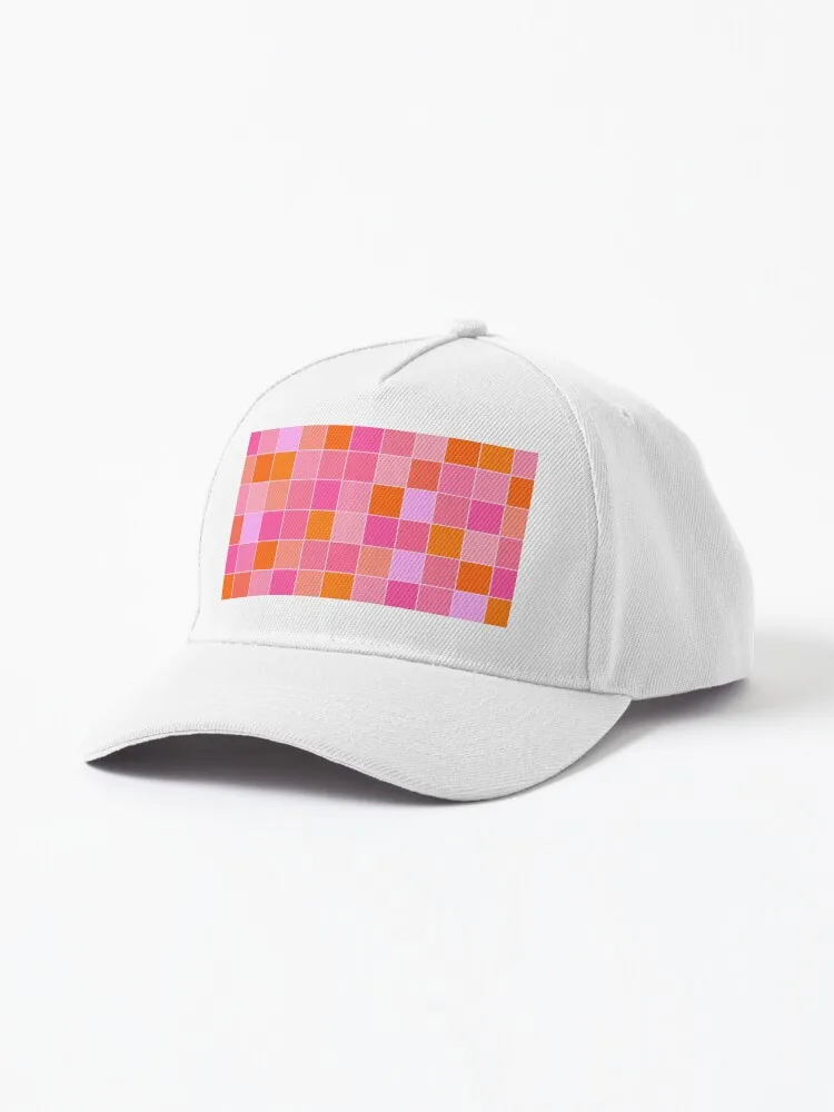 

Розовый и оранжевый, сетка, мозаичная шапочка