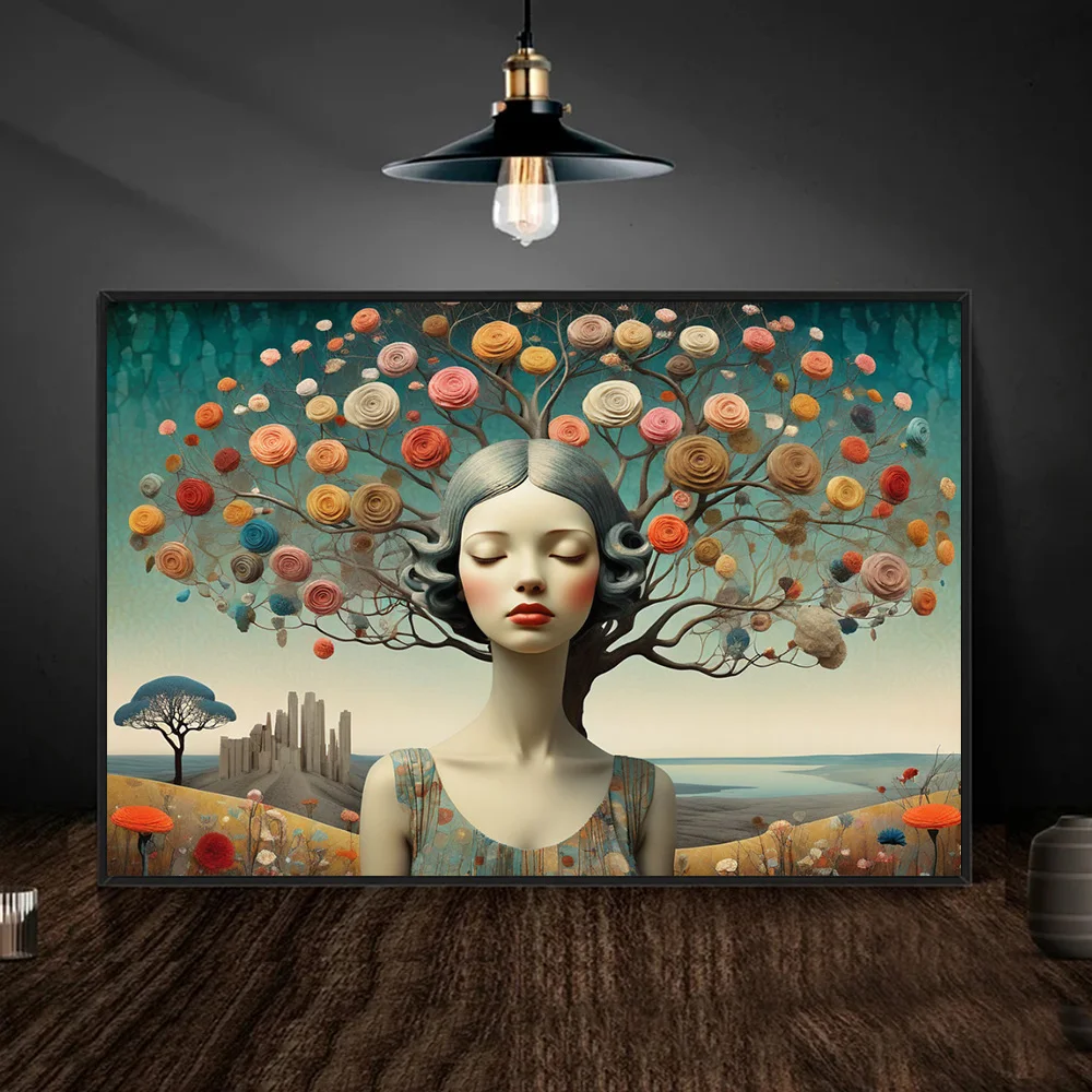 Искусство мечты Surreal искусство искусственное зрение Цветочное дерево фотообои