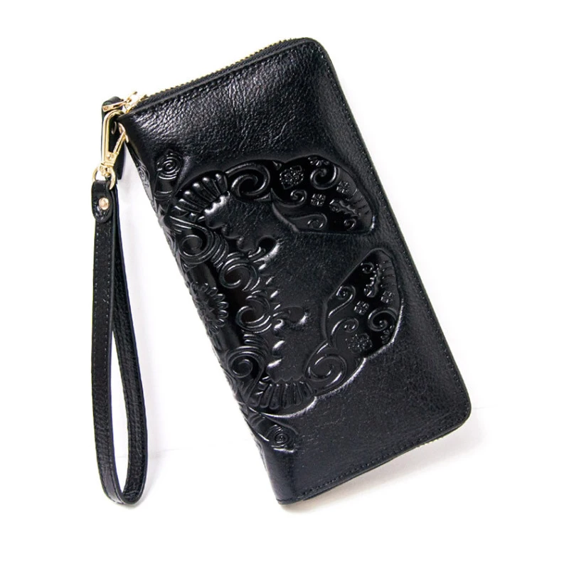Long Genuine Leather Wallet Women Fashion Ladies Leather Wallets Big Real Cowhide Purses Animal Pattern Female Clutch Bag