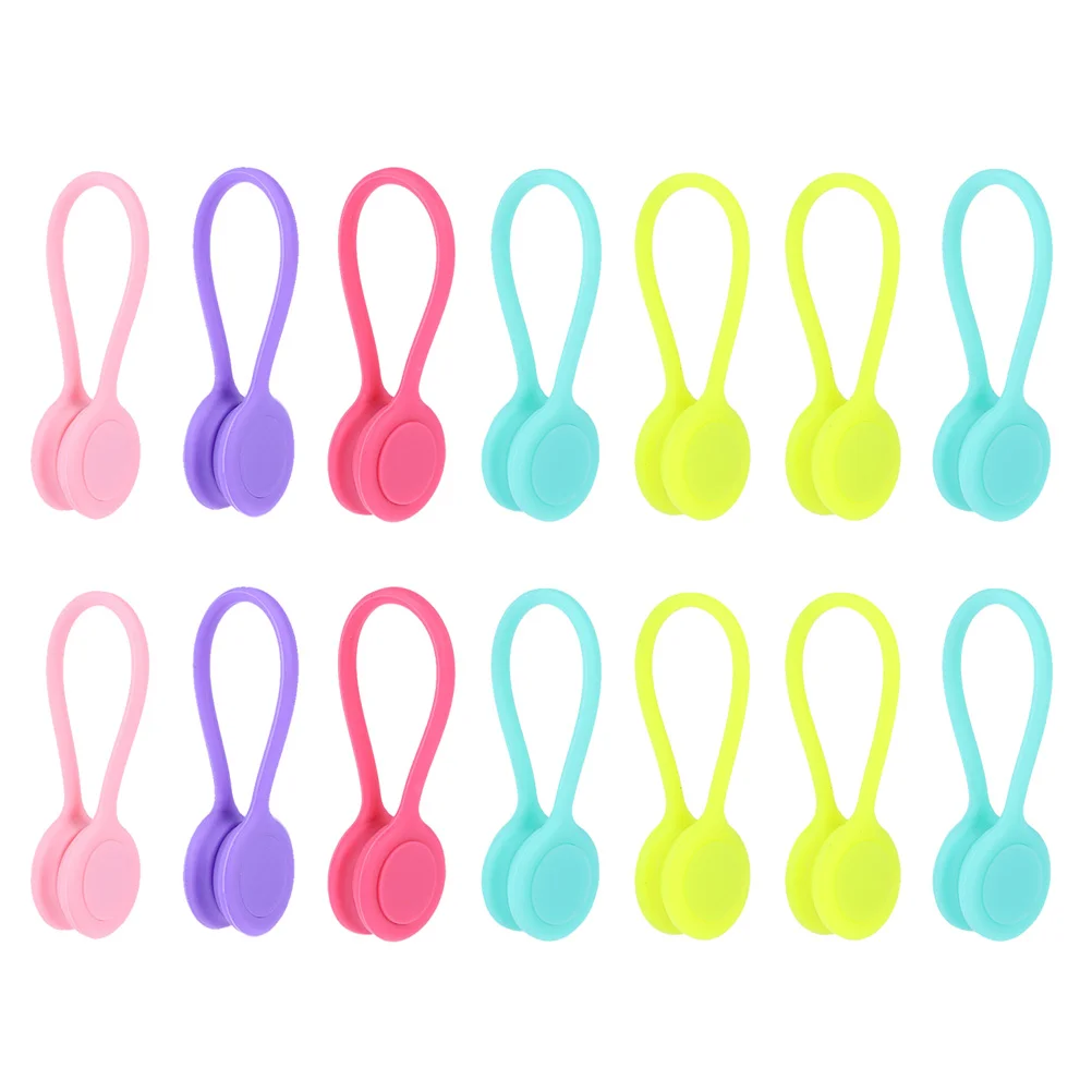 

14pcs Magnetic Ties Headset Shape Cord Keeper Cable Management Earphone Cord Winder for Bundling Organizing (Mixed Color)