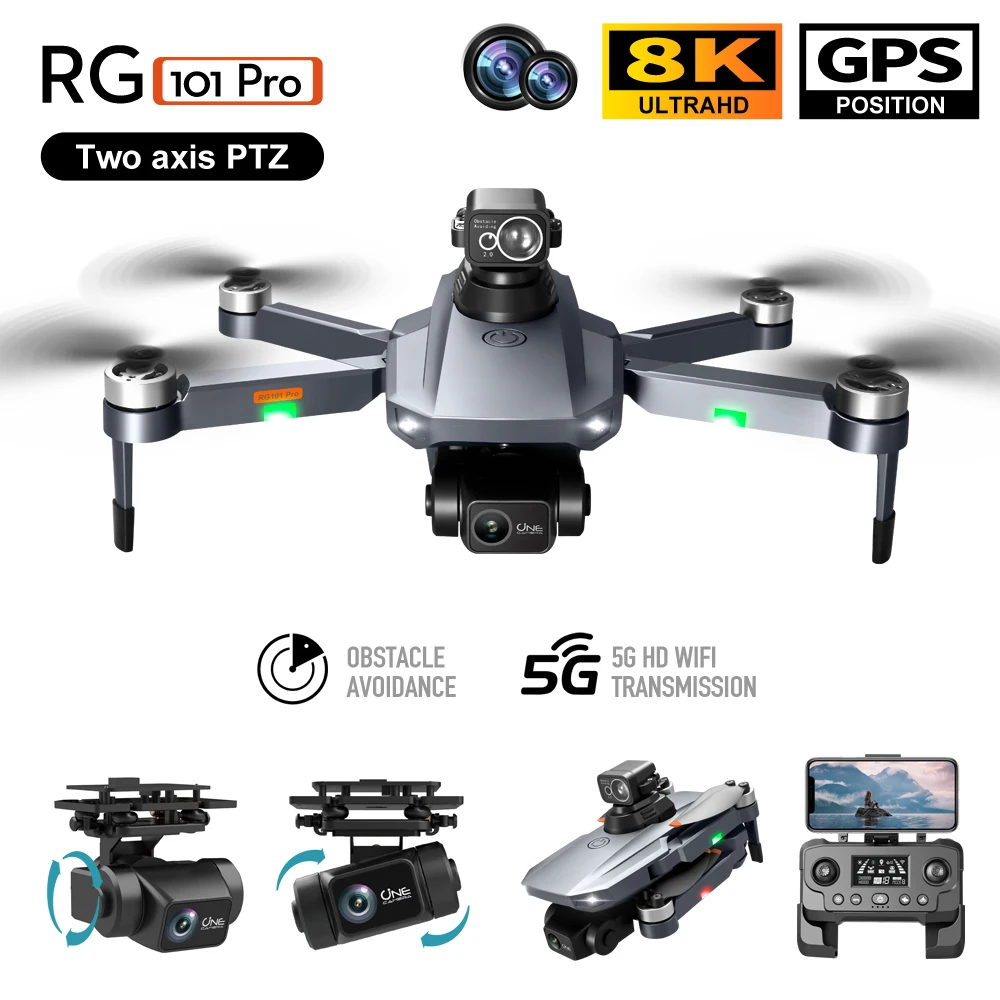

Drones With Camera HD 4K Camera 360° Obstacle Avoidance FPV RC Brushless Motor Foldable Quadcopter RG101 PRO MAX Drone