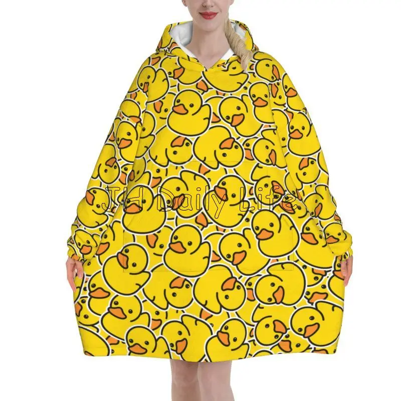 Носимое одеяло толстовка с желтыми мультяшными утками толстовки большого