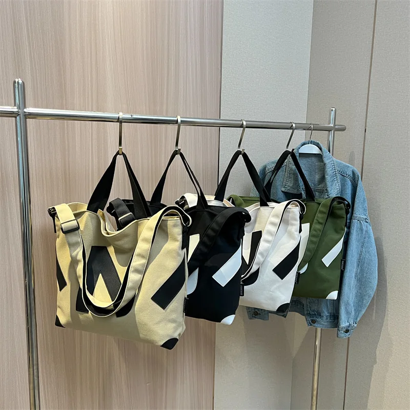 Canvas Bag Women's Large Capacity Tote Bag Fashionable One Shoulder Crossbody Bag Leisure Travel Storage Bag Luxury Bag