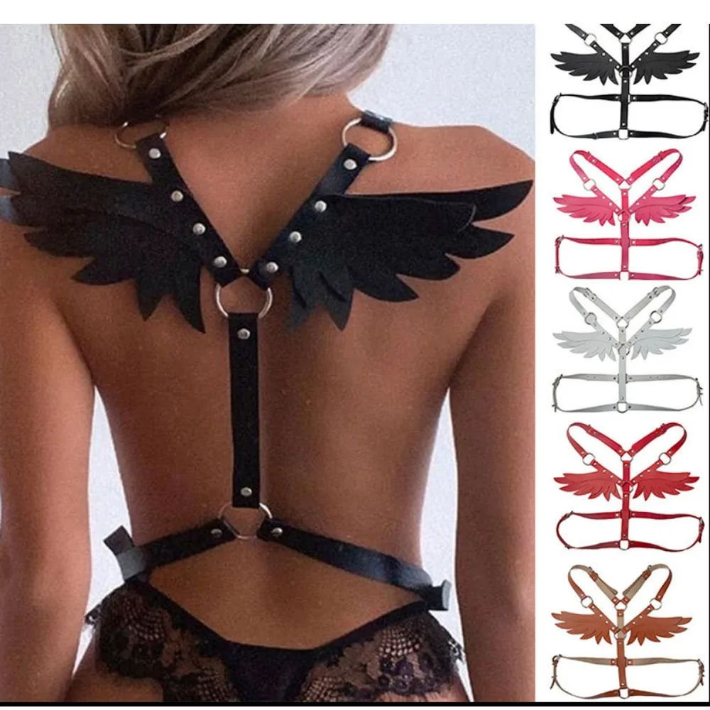 Gothic Punk Waistband Lingerie Gothic Vitality Leather Harness Waist Belt Angel Wing