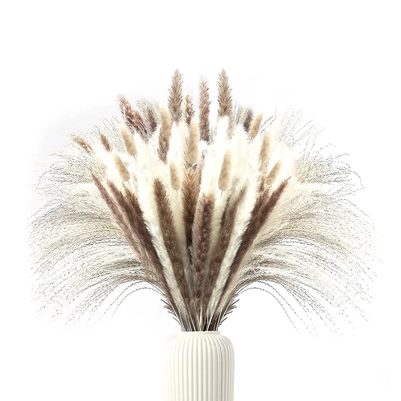 

80 шт. пампасная трава, сушеные цветы в стиле бохо для домашнего декора, натуральная сушеная пампасная трава, небольшой помпон