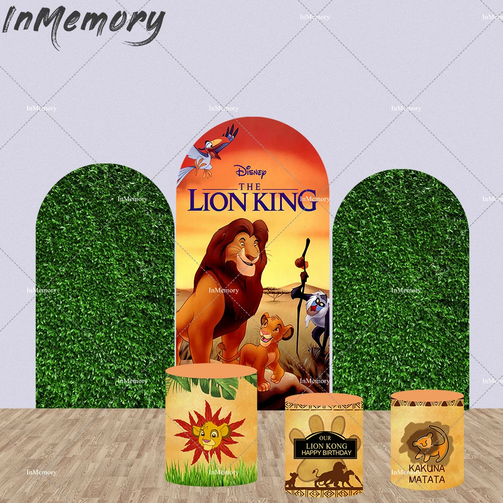 

Greenery Baby Shower Arched Chiara Backdrop Cover Cartoon Lion King Birthday Party Decoration Photo Background Double Side Print