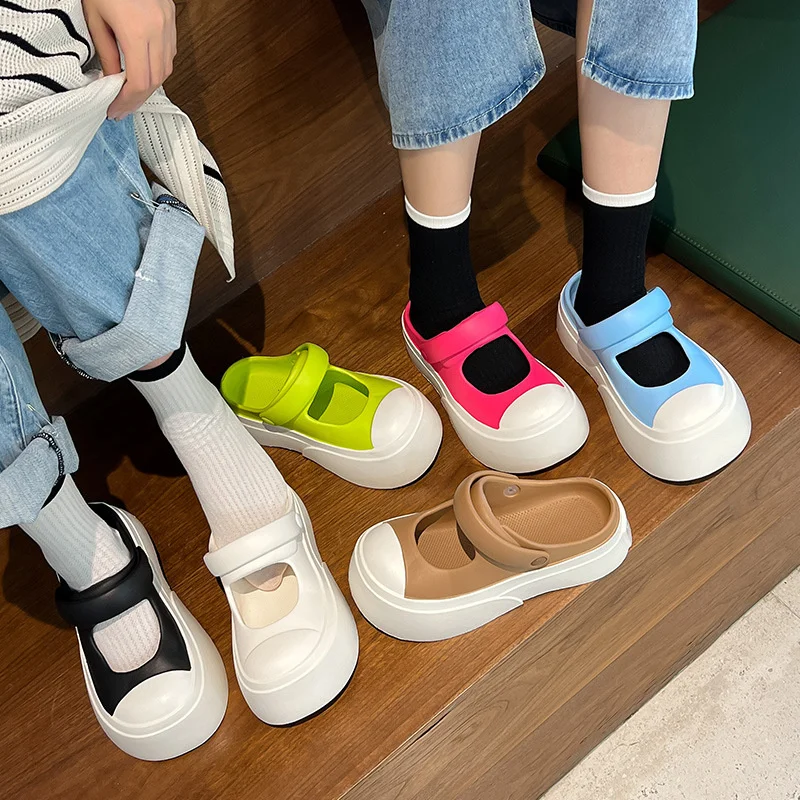 Summer Patchwork Women Sandals Fashion Two Ways Platform Female Slippers Comfortable Beach Sandals EVA Soft Ladies Clogs Shoes