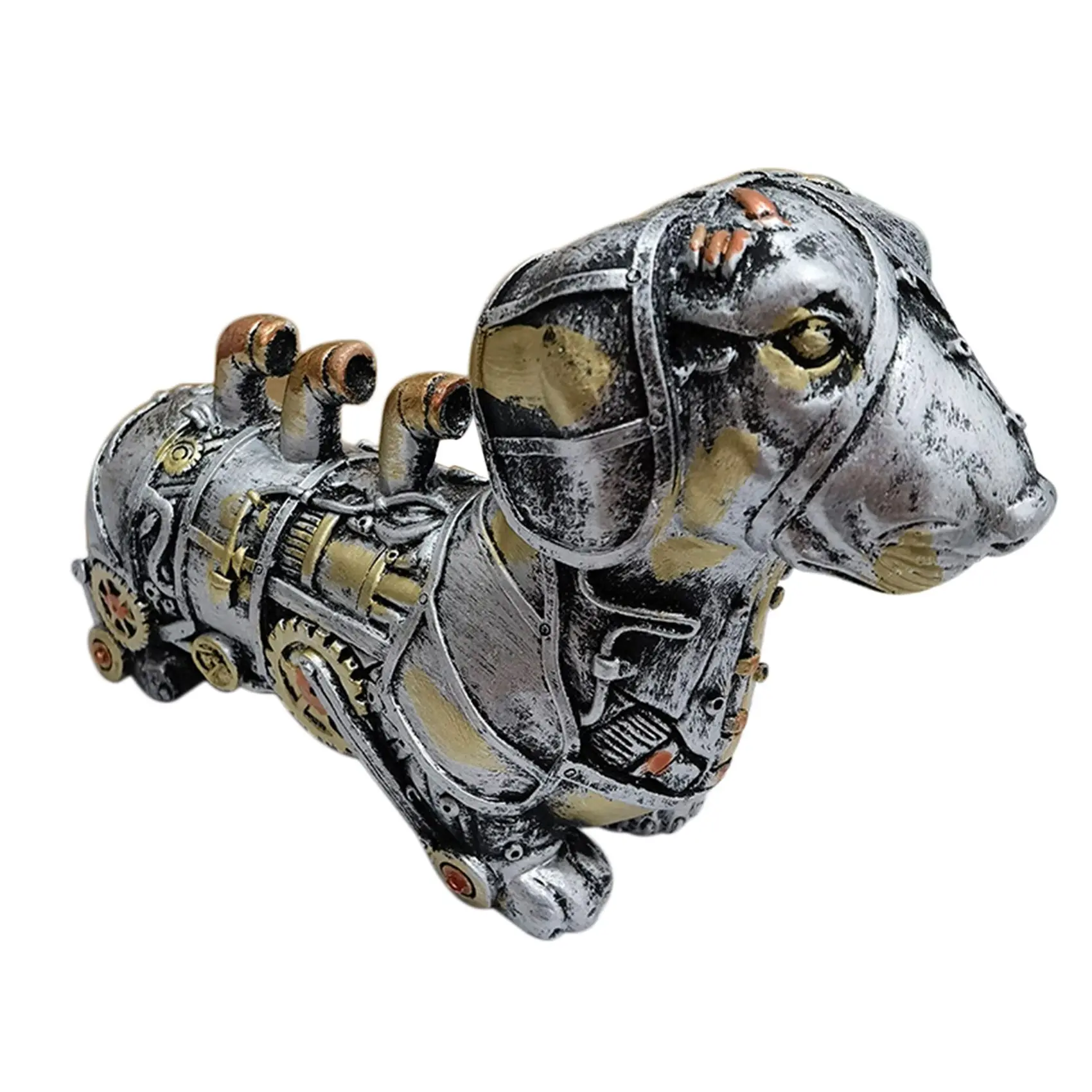 

Mechanical Punk Animals Statue Industrial Design Steampunk Dachshund Resin Crafts Decor A