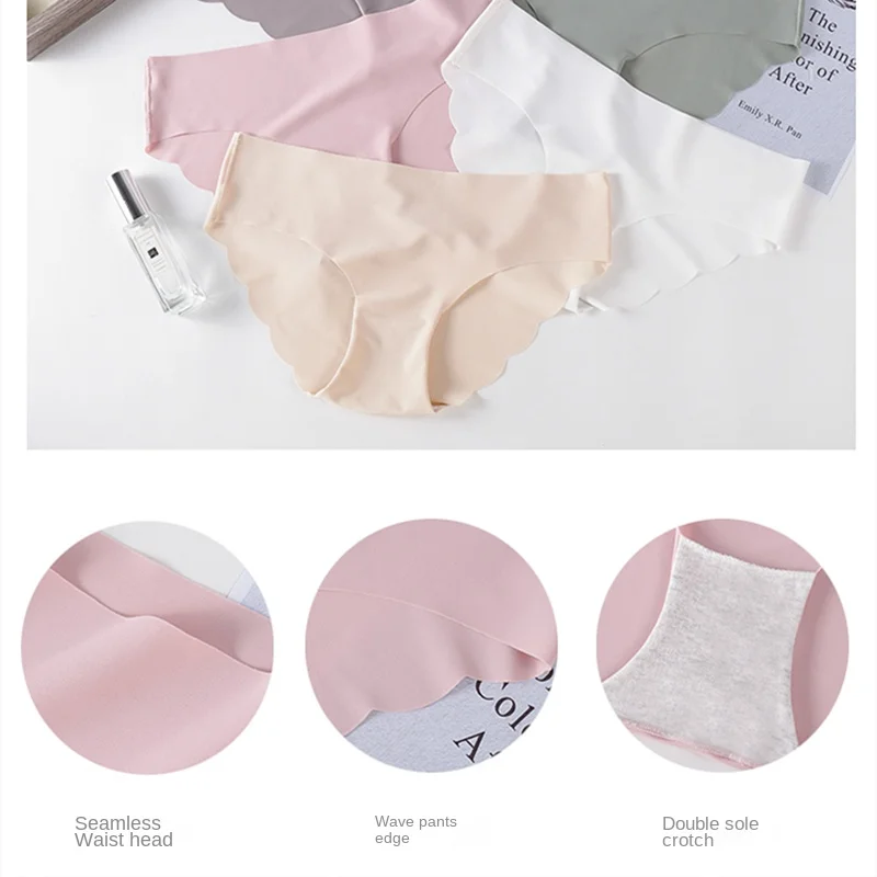 Бесшовные женские трусики 3 шт./лот простые шелковые нижнее белье мягкие тонкие