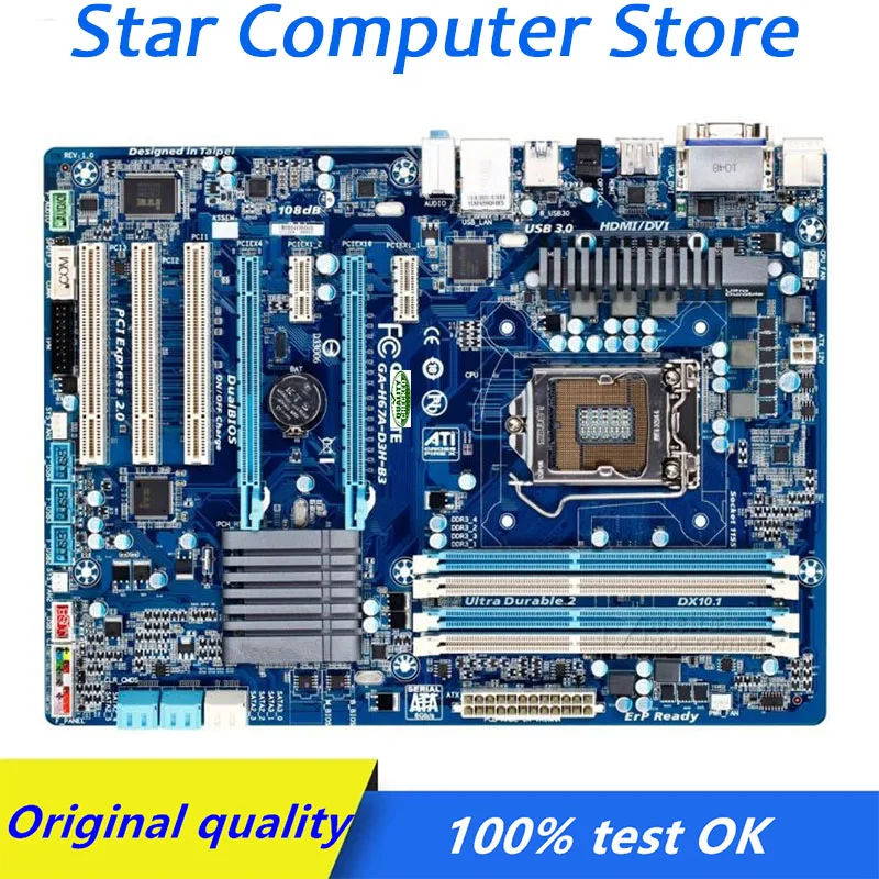 

For Gigabyte GA-H67A-D3H-B3 H67A-D3H-B3 Computer Motherboard LGA 1155 DDR3 H67 H67M Desktop Mainboard Used