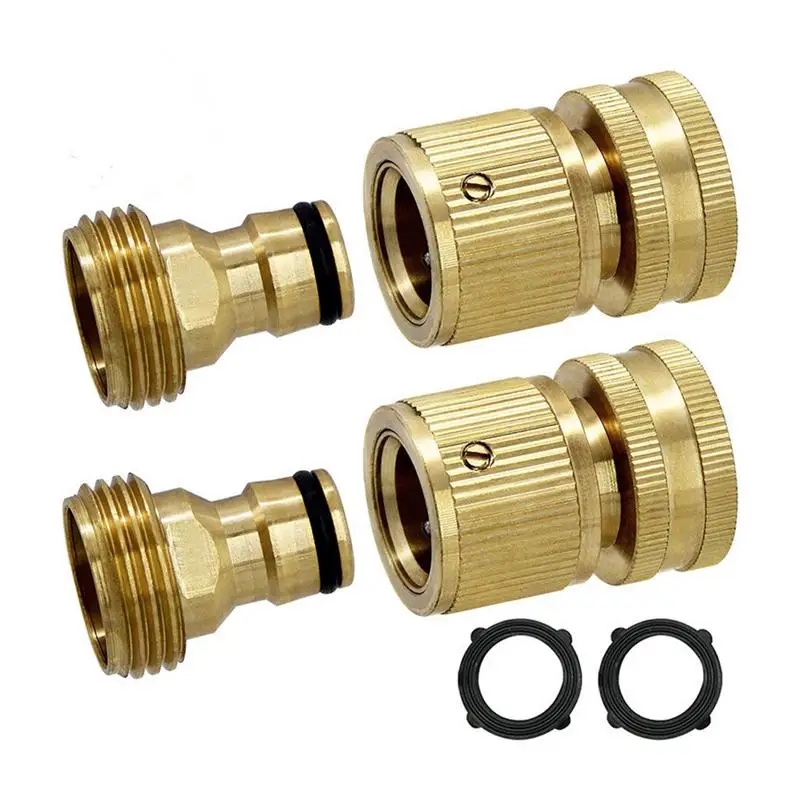 

Quick Connect Garden Hose Fittings Brass Outdoor Faucet Adapter Hose Fitting For Faucets Lawn Sprinklers Watering Devices Easy