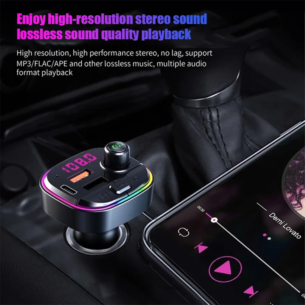 FM-трансмиттер автомобильный совместимый с Bluetooth 5 0 USB-зарядным устройством |