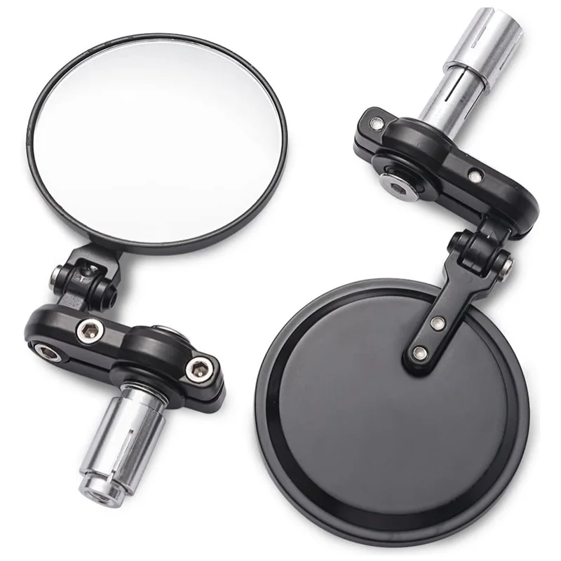 

7/8" 22mm Universal Motorcycle Mirrors - 3 Inch Round Folding Bar End Side Mirror For Honda Scooter Suzuki Yamaha Kawasaki More
