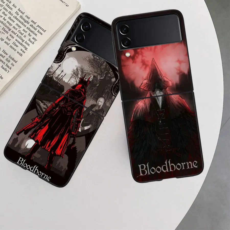 Чехол Game Bloodborne для Samsung Galaxy Z Flip 6 5G 5 4 3 черный жесткий чехол сотового телефона ПК