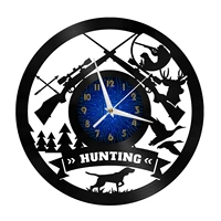 hunting design vinyl wall clock 3d forest hunting wall art silent glow clock 12in led modern home living room decor watch