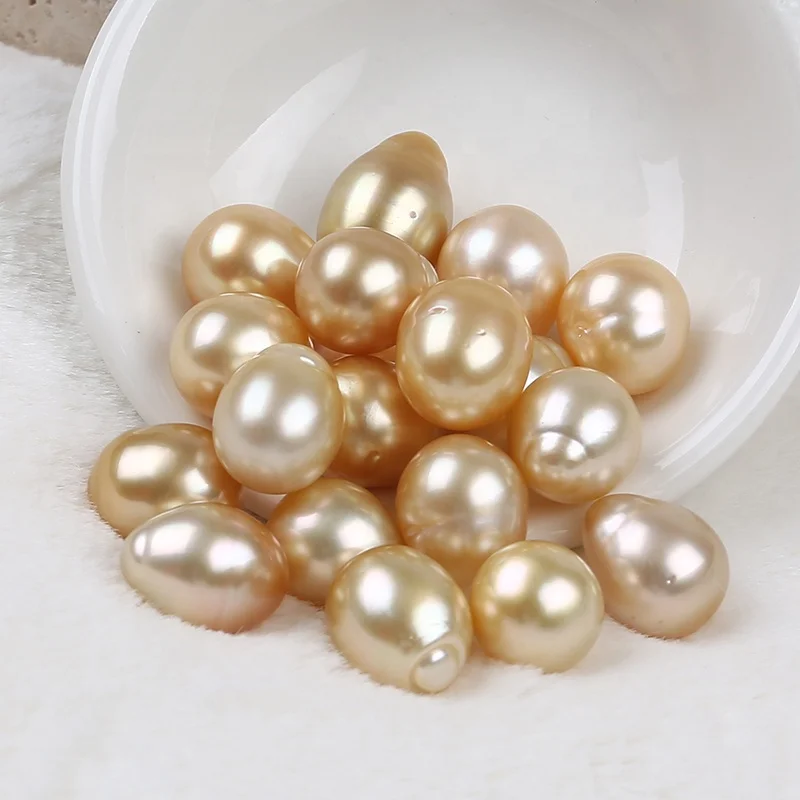

11-12mm Wholesale Natural Loose Pearl Saltwater South Sea Gold Rice Shape Pearls