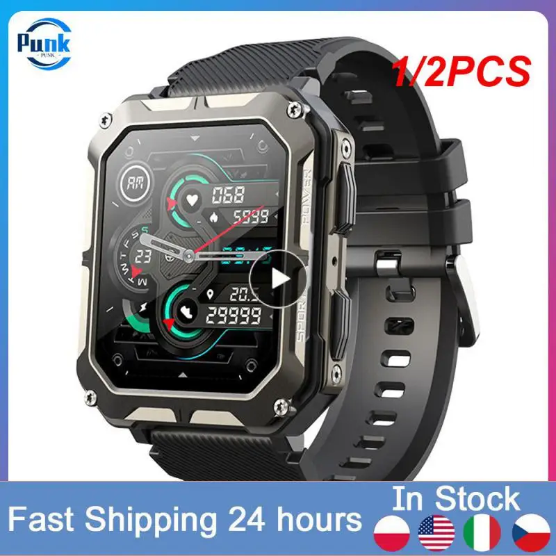 

1/2PCS C20Pro Smart Watch Men Sport Smartwatch IP68 Waterproof Call 35 Standby 123 Sport Modes 1.83 Inch