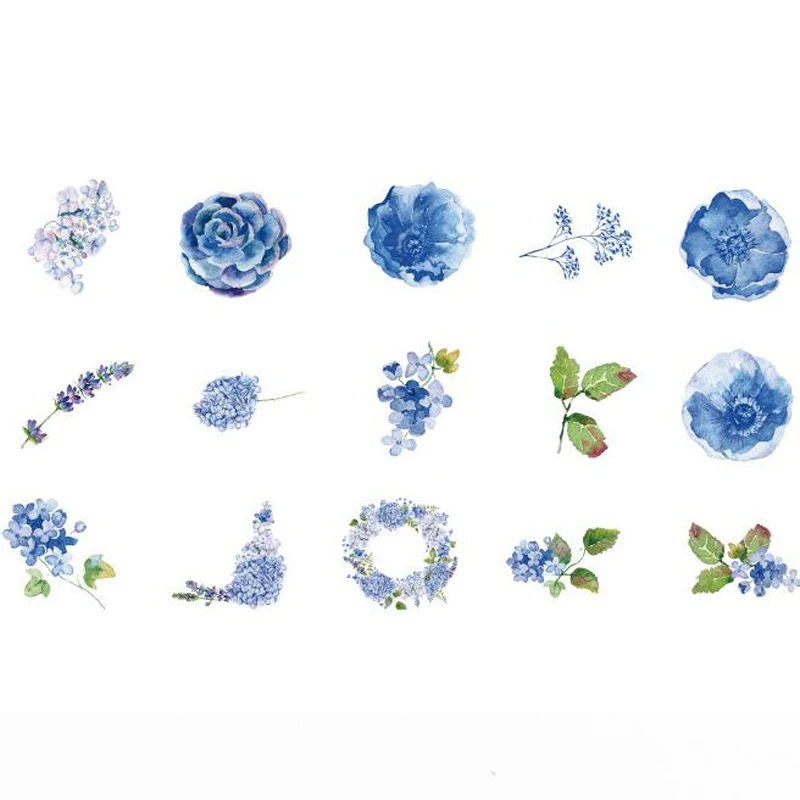 

46 Pcs /Box Blue hyacinth Flowers Paper DIY Sealing Decorative Stickers