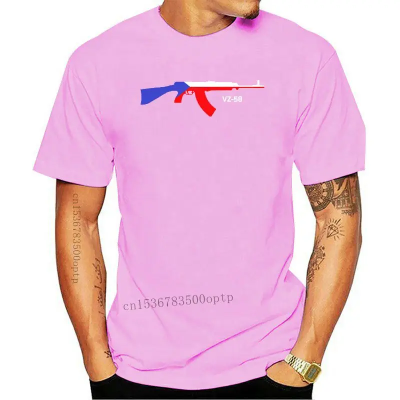 

Camiseta de manga corta para hombre, prenda de vestir, con estampado de Rifle Vz 58, bandera de la República Checa 033772