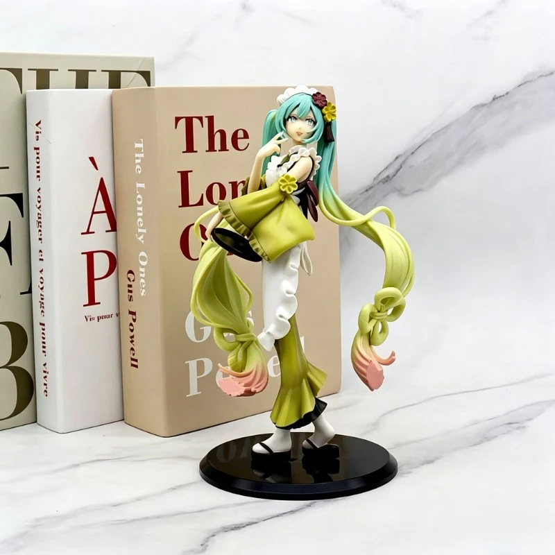 Фото Модные коллекционные фигурки-украшения Hatsune Miku PVC Matcha Parfait Maid Version 20 см: Сексуальная красивая девушка из аниме-игры, сопутствующий подарок №3