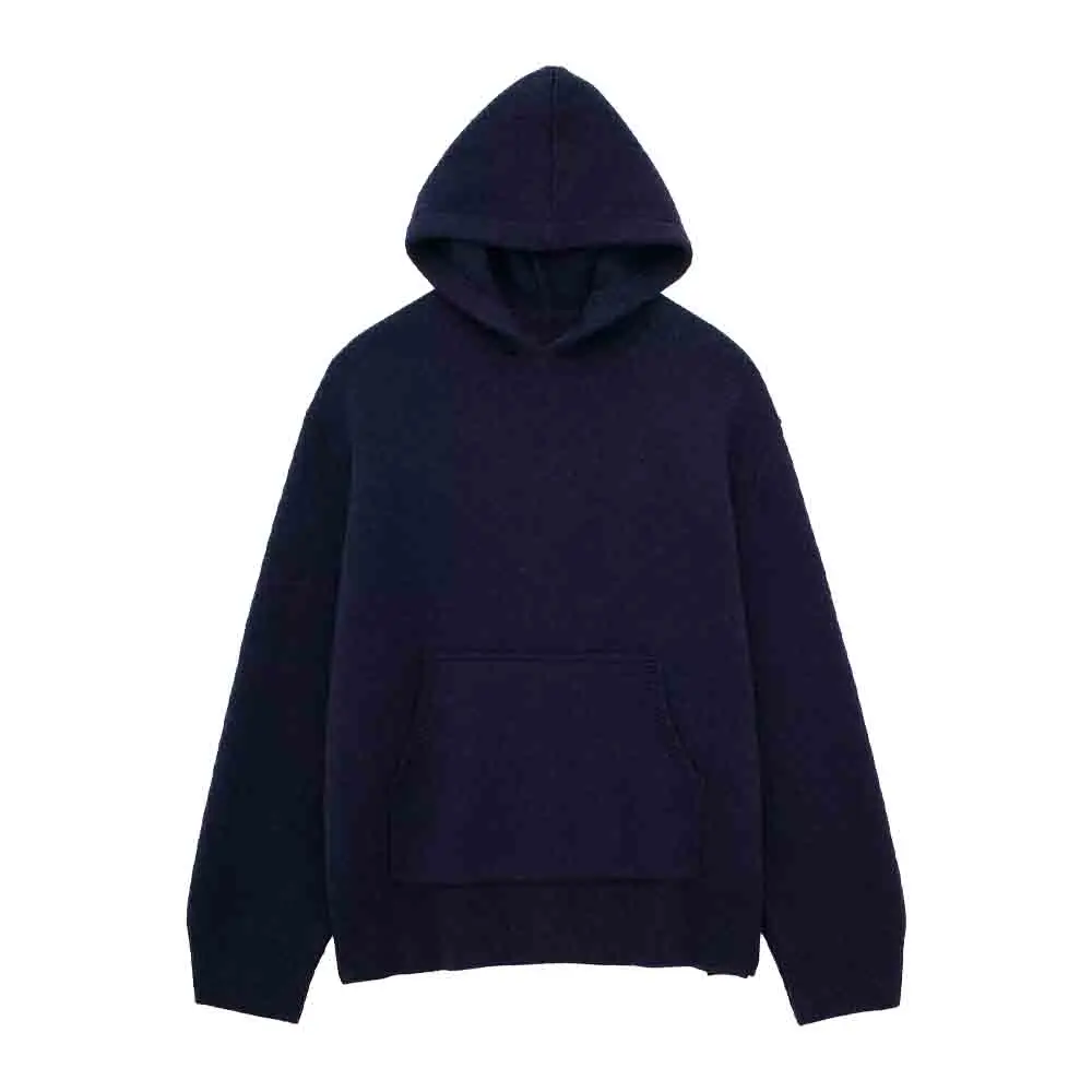 

TRAF Sweatshirt Women's 2023 Autumn and Winter New Pocket Decoration Casual Female Hooded Wool Knitted Loose Sweater 5755/1211