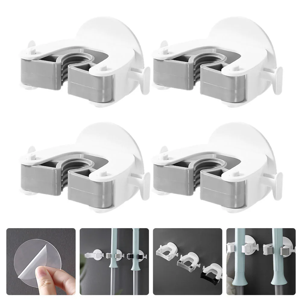

4Pcs Multifunctional Mop Holders Seamless Mop Hooks Practical Mop Clips