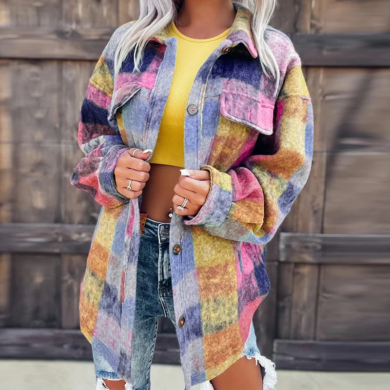 Куртка женская с отложным воротником и длинным рукавом Повседневная Уличная