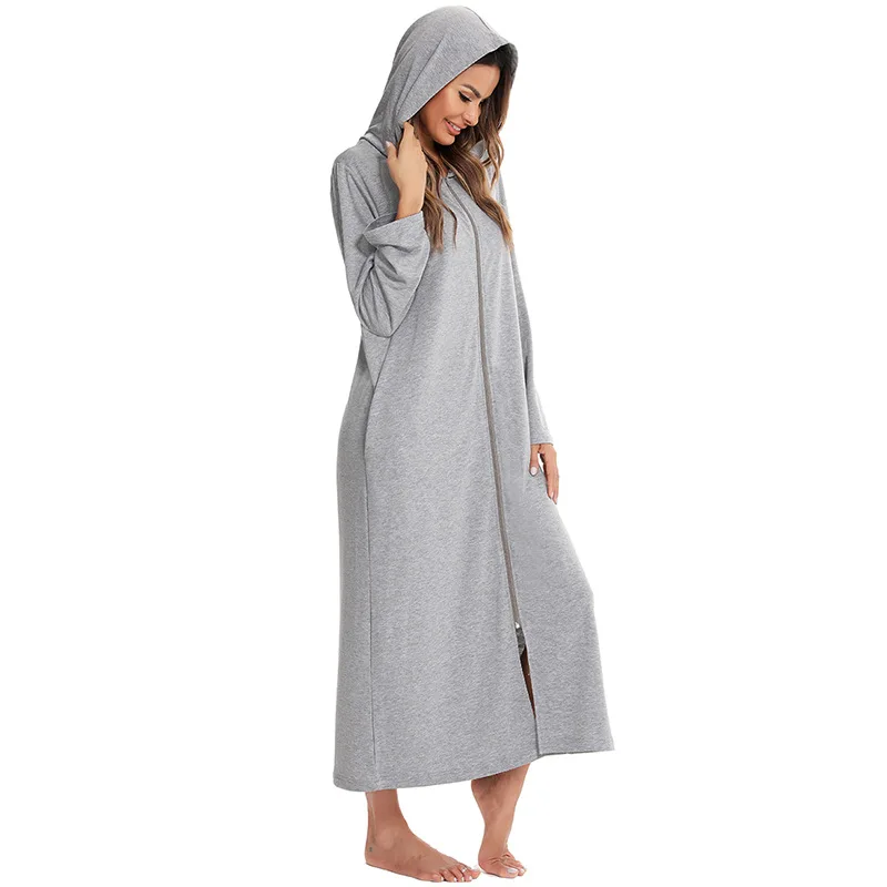 

Winter Autumn Woman Dressing Gowns Cardigan Bathrobe Full Sleeves Warm Thick Sleepwear Nightgown Bath Robe
