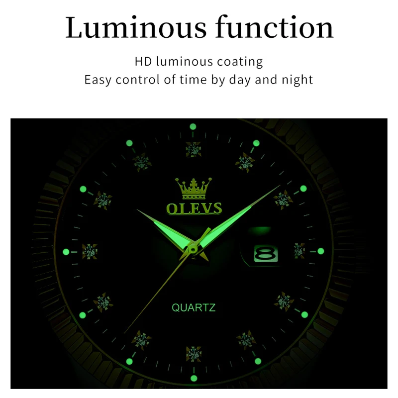 OLEVS Rhinestones Watch Sets For Men And Women Luxury Brand Waterproof Male Female Wristwatches Couple Items For Lovers Reloj