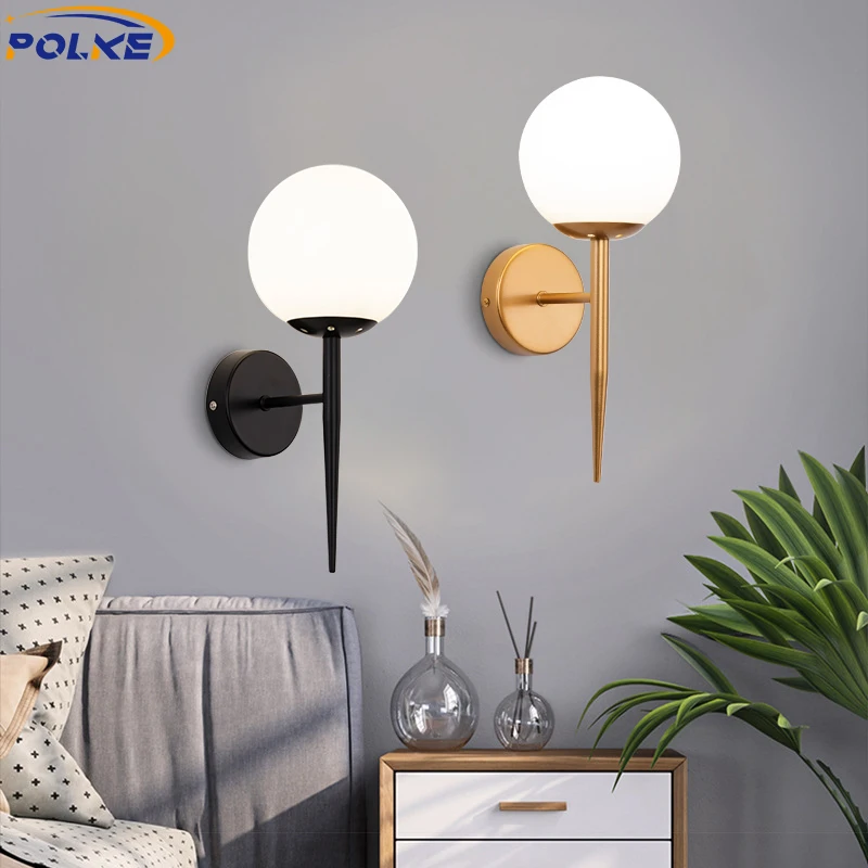 

Nordic Gold LED Wall Lamp With E27 Bulbs Modern Living Room Bedside Wall Lights Interior Corridor Balcony Lighting Fixtures