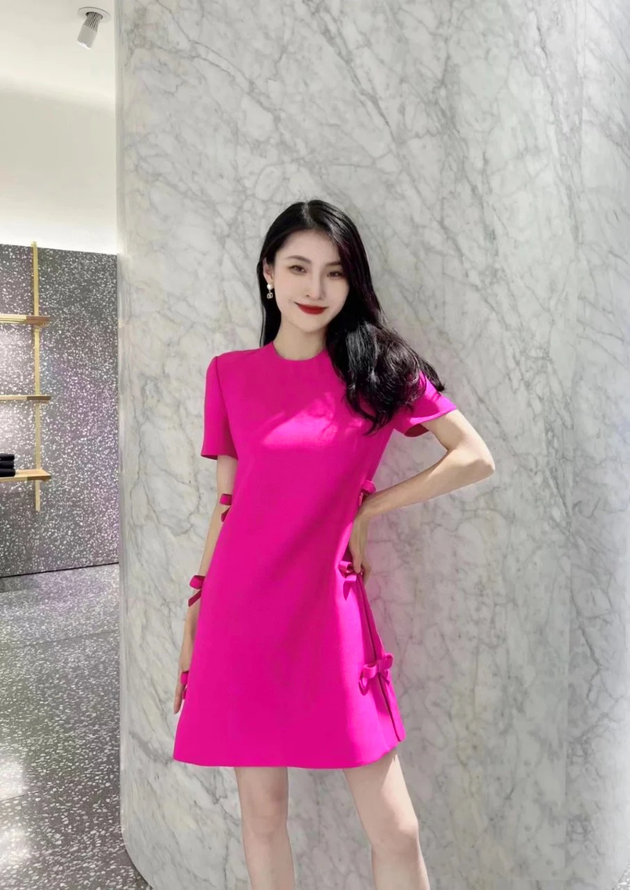 

Dresses Women 2023 Summer Spring New Design round neck Women Bows Short Sleeve Dress Trendy Chic elegance Women Dresses