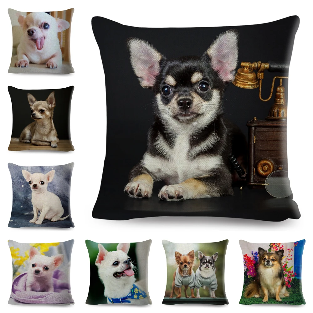 

Cute Puppy Chihuahua Cushion Cover Decor Pet Animal Pillowcase Sofa Home
