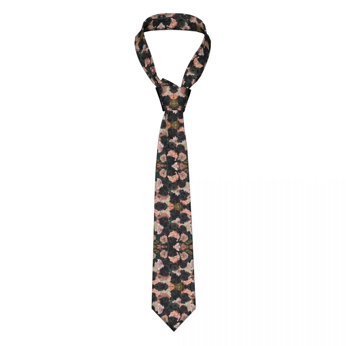 

Black Pug Flower Necktie Men Women Polyester 8 cm Dog Neck Tie for Men Slim Wide Suits Accessories Gravatas Business