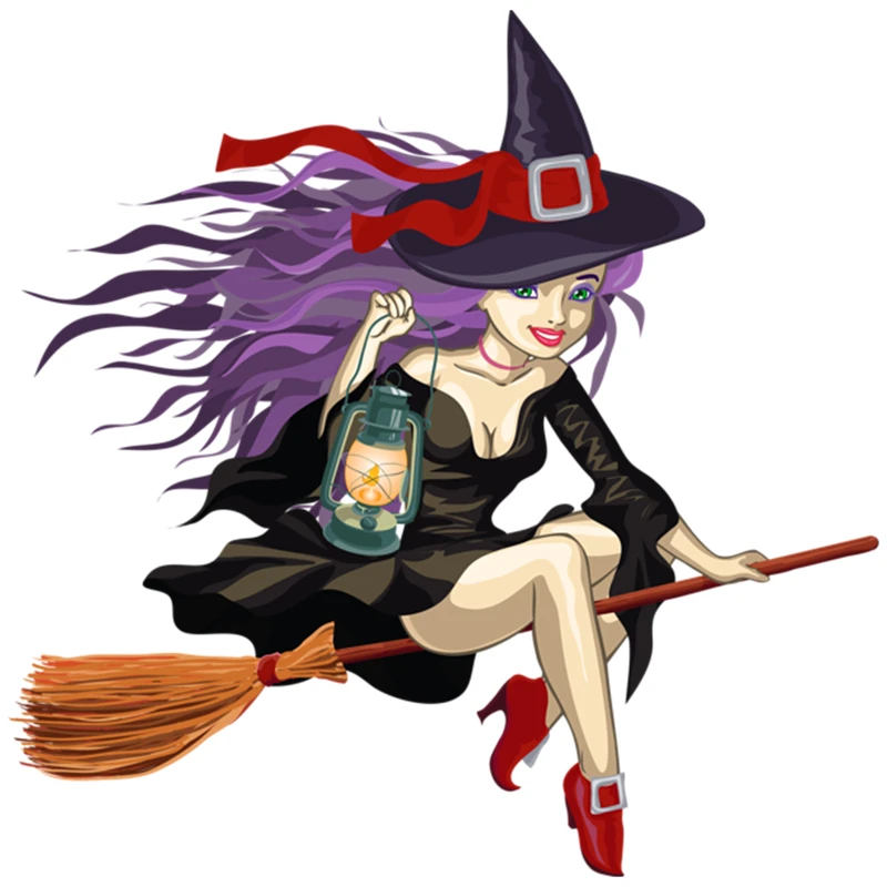 

Witch colorful sticker for car funny decoration automotive accessories vinyl decal for anime decal car Stickers Oem PVC 13cm