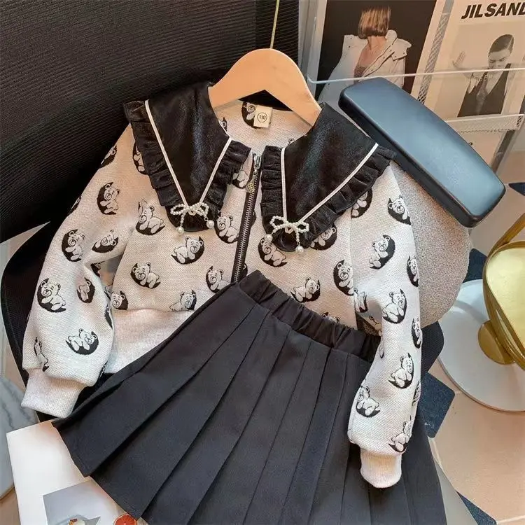 Girls' Suit Autumn 2022 New Children's Fashionable Long Sleeve Coat & Trousers Girl Spring and Autumn Two Piece Set