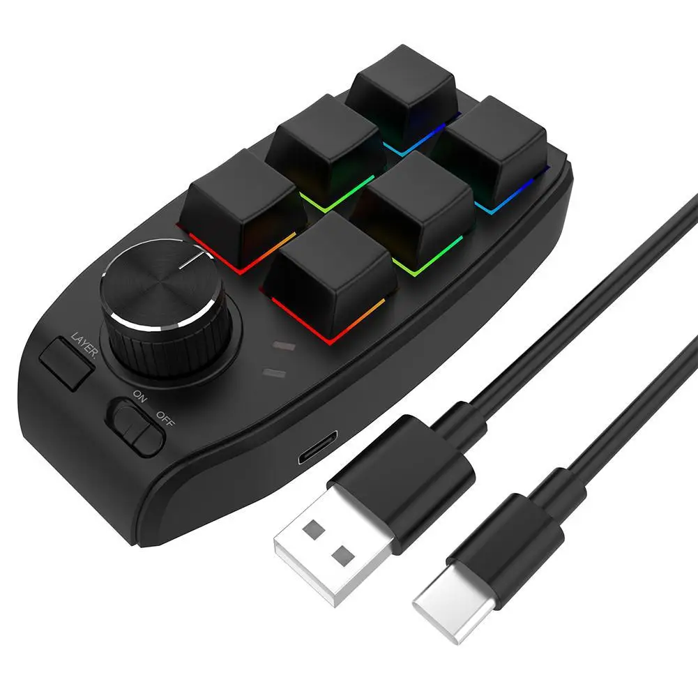 

USB программирование Макросъемка пользовательская ручка клавиатура RGB 6 клавиш копия паста Мини-кнопка игровая клавиатура Механическая Горячая замены макропад