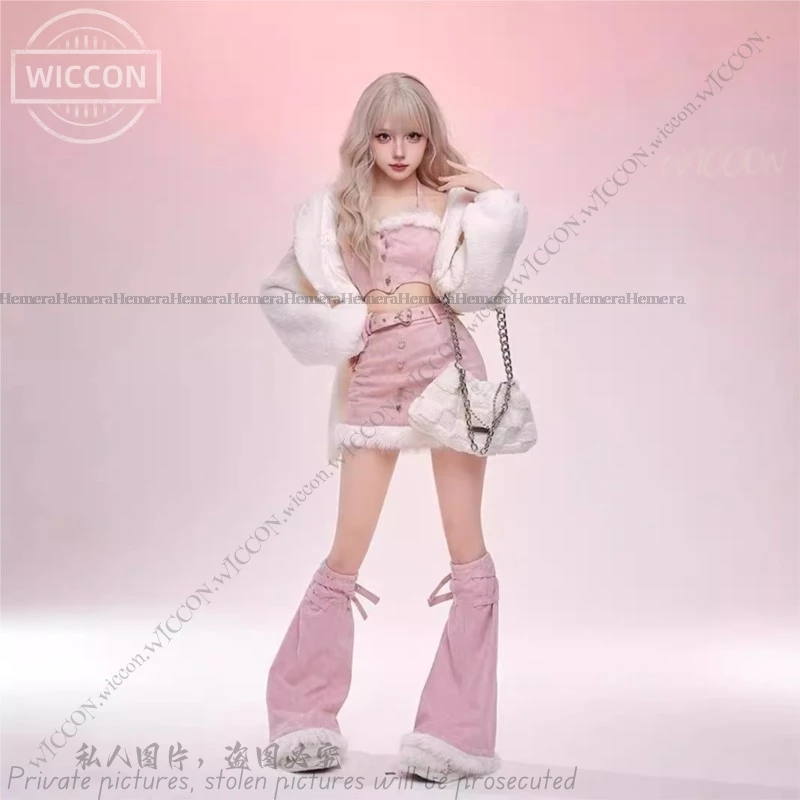 Женский костюм в виде кролика Спайс Y2K розовый милого женское плюшевое пальто на